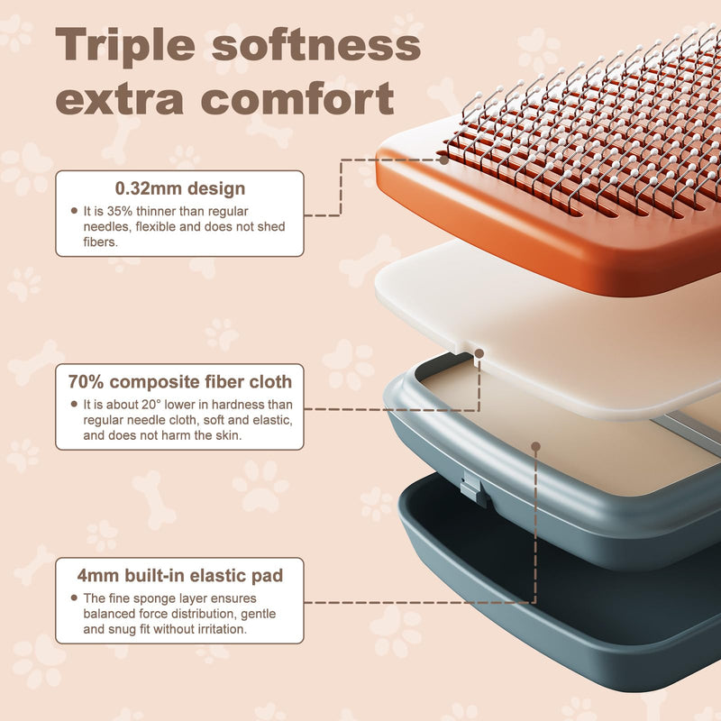 Self Cleaning Deshedding Cat Brush for Dogs & Cats,Adjustable Cat Brushes for Indoor Cats, Easy to Clean Grooming Tool for Long & Short Haired Pets Green