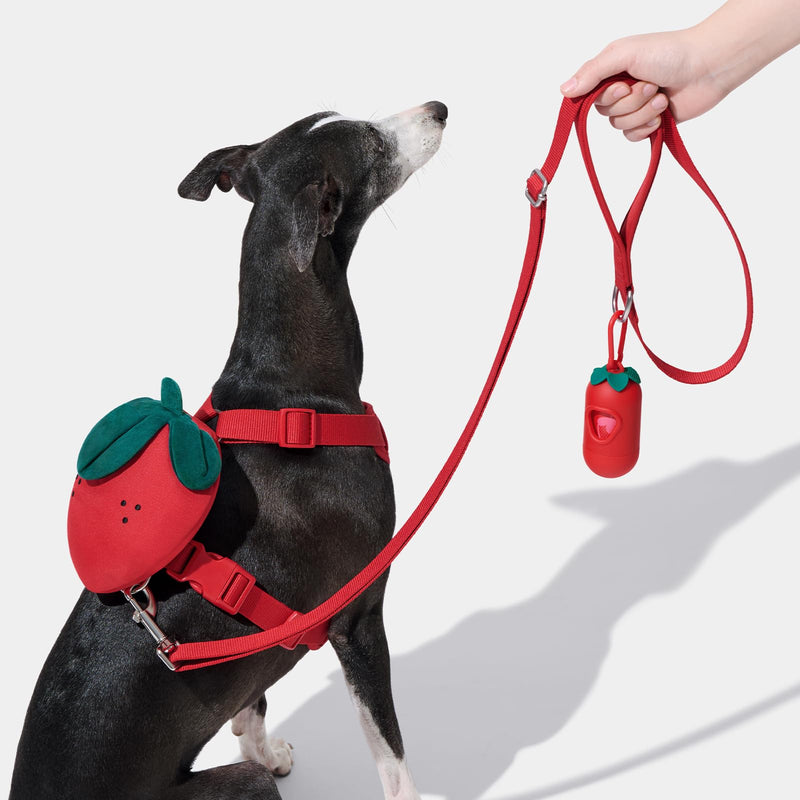 VETRESKA Strawberry Dog Harness and Leash Set, No Pull Dog Vest Harness for Medium Large Dogs, Walking and Training, Adjustable, Easy Control and Soft Padded Pet Harness and Backpack (L) L(Chest:27.6" - 35.4") - PawsPlanet Australia