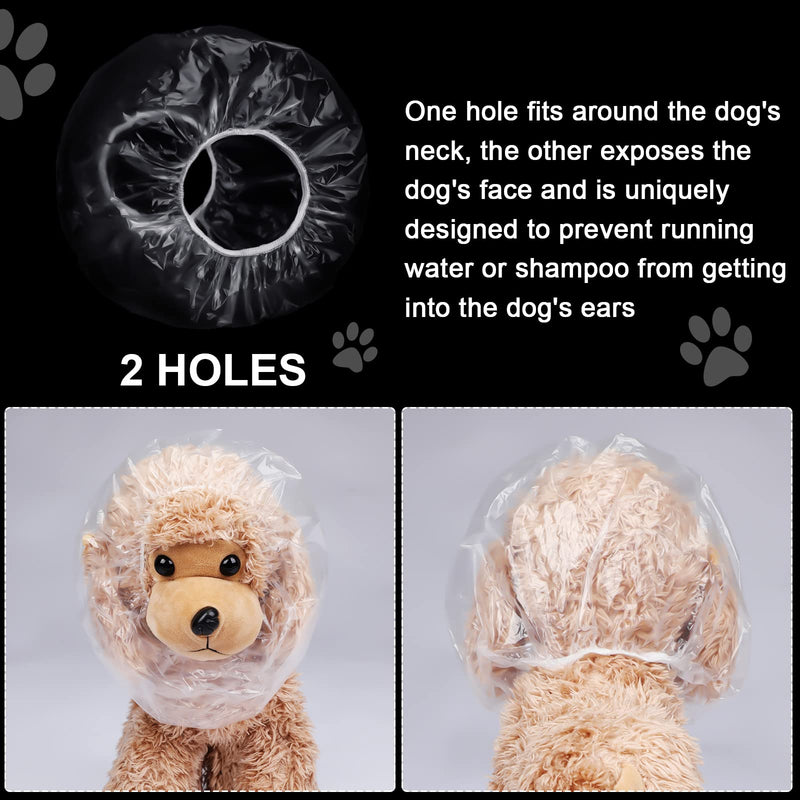 Weewooday 32 Pieces Disposable Pet Shower Caps Plastic Dog Ear Covers for Bathing Dogs Ear Drops Cap Guard Transparent Overhanging Ears Protection for Puppy Kitten Small Pets Bath Shower Rain Water - PawsPlanet Australia