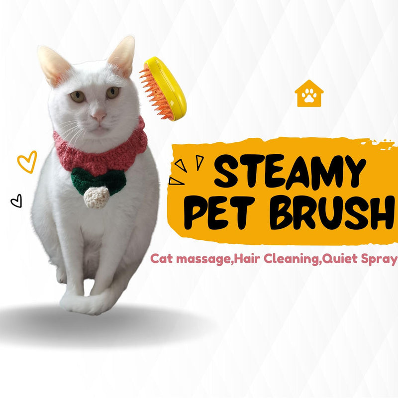 Cat Steam Brush,pet steam brush, 3 In1 Cat Grooming Tool,Cats Hair Steamer(YELLOW) YELLOW - PawsPlanet Australia