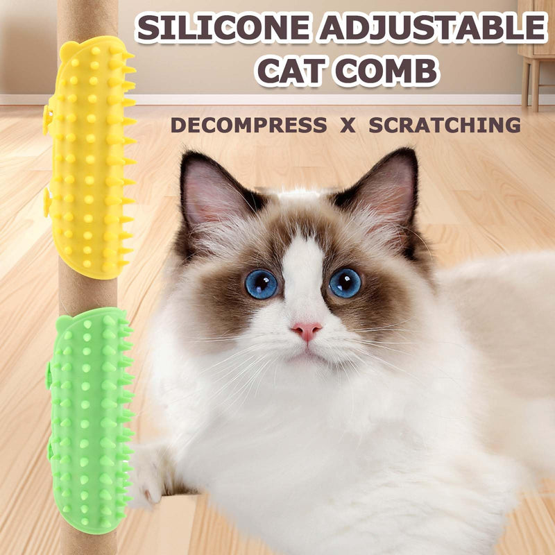 Cat Self Groomer Scratcher Adjustable - 4 PCS Adjustable Silicone Scratcher & Massager for Indoor Cats Corner, Soft Pet Face Groomer, Silicone Cat Face Scratchers for Long & Short Haired Pets - PawsPlanet Australia