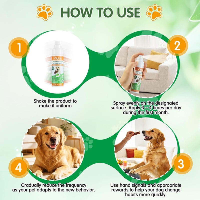2 Bottles Bitter Apple Spray for Dogs - No Chew Spray for Dogs to Stop Barking Marking and Nibbling - Natural Ingredients Dog Repellent Spray for Furniture and Your Belongings Green - PawsPlanet Australia