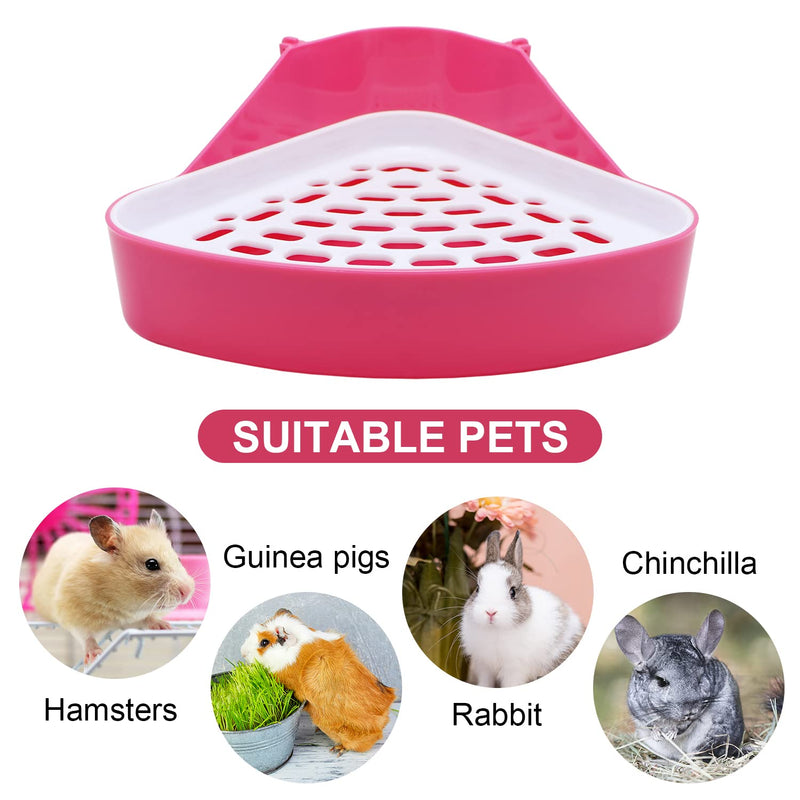 Rabbit Litter Box Toilet Bunny Corner Litter Pan Pet Toilet Potty for Guinea Pigs Hamster Chinchilla Ferret Rabbit Small Animal (Pink) Pink