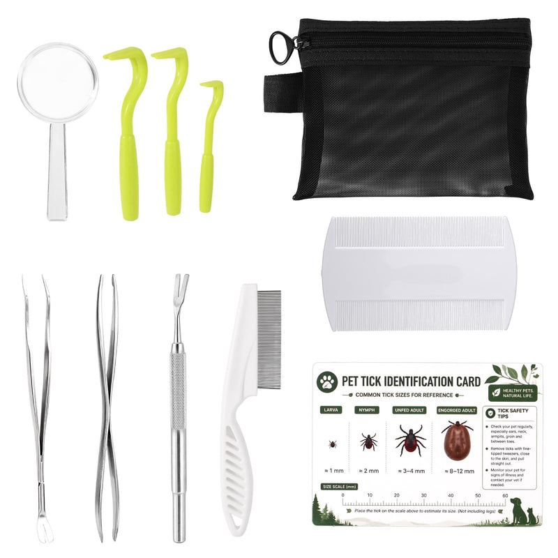 Penitue Tick Removal Tool Kit Tweezers for Cats and Dogs, Professional Portable Tick Remover and Puller Set Suitable for Dogs Cats Pets & Humans