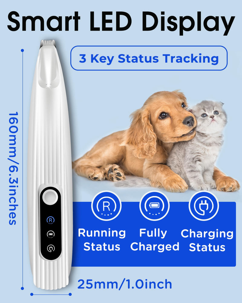 Upgraded Dog Paw Trimmer with LED Light, 9 mm Mini Blade (0.35 inches), Smart Display, Type-C Rechargeable Pet Clippers for Small Dogs Cats Trimming Paws, Eyes, Ears, Face, and Rump - PawsPlanet Australia