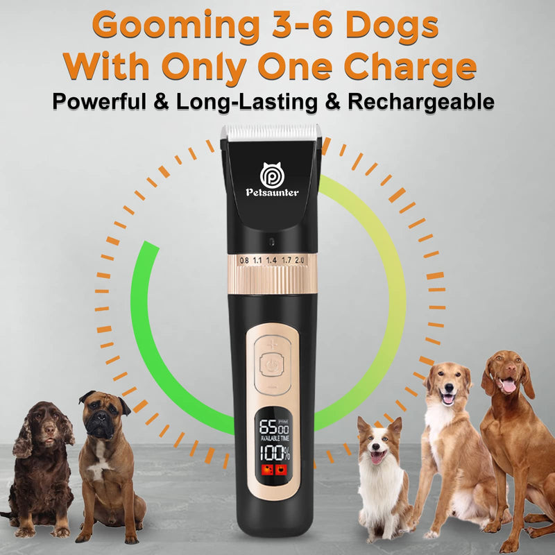 Dog Clippers for Grooming, 4-Speed & LCD, Low Noise Electric Dog Trimmer for Grooming, Cordless Rechargeable Dog Hair Clippers, Super Quiet for Dogs & Pets with Thick or Heavy Coats(C95) C95 - PawsPlanet Australia
