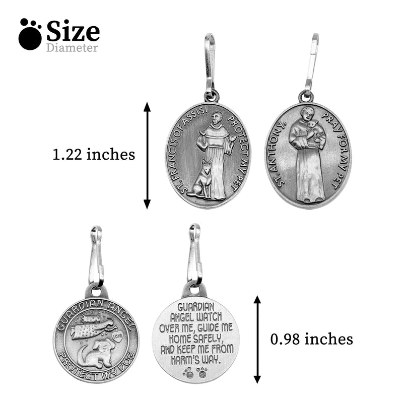 Pet Tags Engraved 2 Packs St Francis of Assisi Cats dogs Medal Pendant Collar Charm Protect My Pet - PawsPlanet Australia