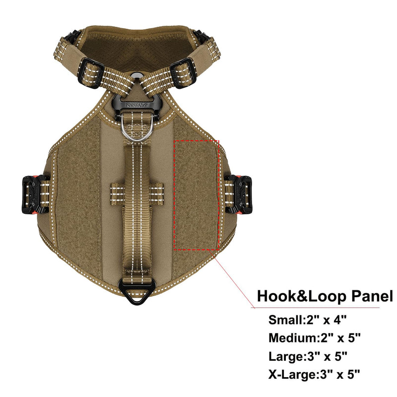 ICEFANG GN8 Tactical Dog Harness with 4X Metal Buckles for Small Sized Dogs,Reflective in Training Walking K9 Vest,No-Pull Front Leash Clip,Adjustable Pet Harness (Brown, Small (Pack of 1)) Small (Pack of 1) Brown - PawsPlanet Australia