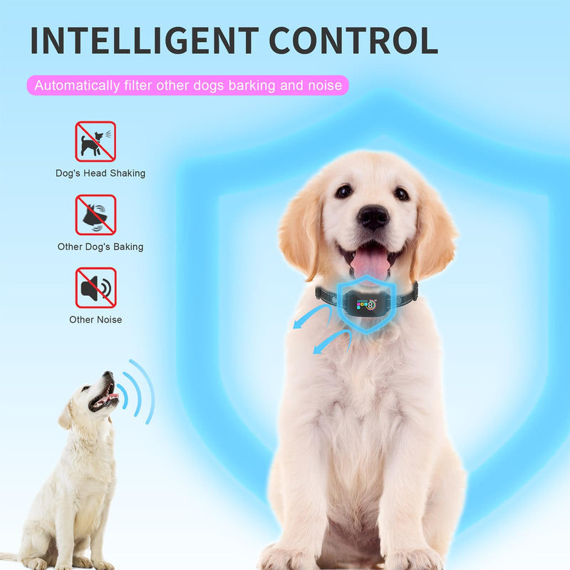 2025release Bark Collar for Large Medium Small Dogs, Smart Rechargeable Anti Barking Training Collar, 8 Sensitivity Levels, Beep/Vibration/Shock,IP67 Waterproof, Color Display - PawsPlanet Australia