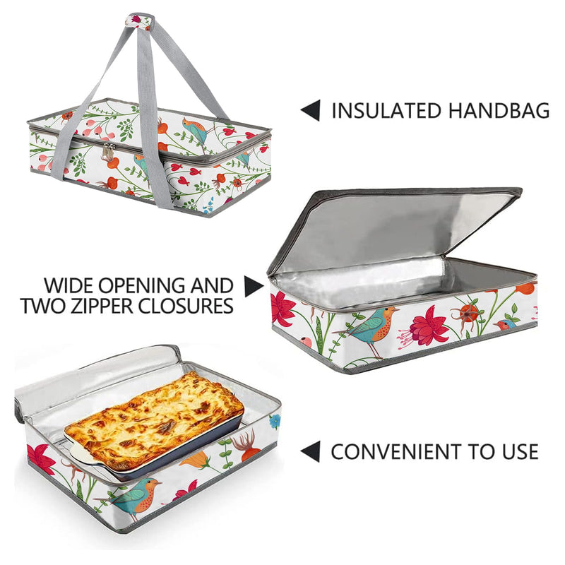 Casserole Carrier For Hot or Cold Food,Casserole Carrier,Pie Carrier,Casserole Dish With Lid and Carrying Case,Insulated Food Warmer Bag For Party/Picnic.Keep Food Warm Pioneer Woman Dishes (Bird) Bird - PawsPlanet Australia