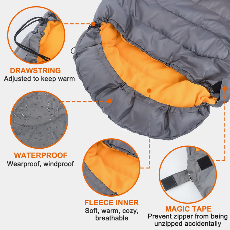 OROOTL Dog Sleeping Bag with Storage Bag, Portable Waterproof Warm Bed for Pets Traveling Camping Hiking Backpacking Puppy Sleeping Bag Indoor Outdoor Cold Weather Pet Gear Orange - PawsPlanet Australia