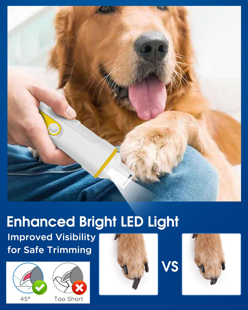 Dog Nail Grinder with Enhanced LED Light – Super Quiet, 2-Speed, USB-C Rechargeable, LED Smart Display, 3 Grinding Options, Pet Nail Trimmer for Dogs Cats and All Pet Sizes - PawsPlanet Australia
