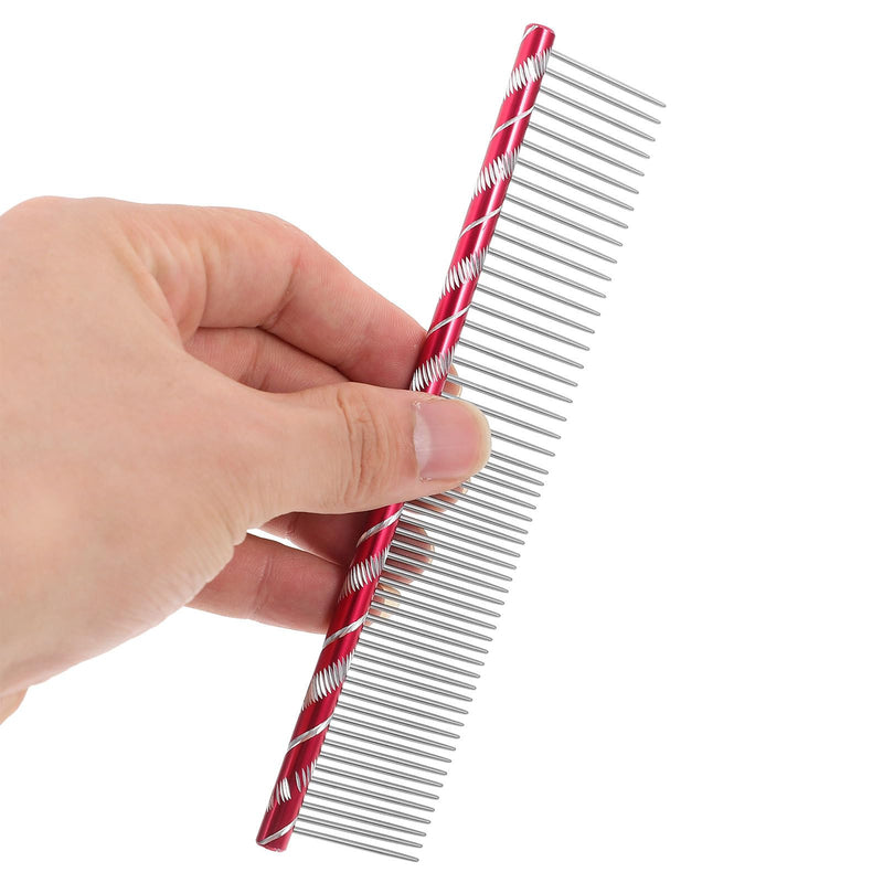 UEETEK Dog Grooming Comb : Stainless Steel Dog Combs with Rounded Ends for Dematting & Shedding, 2-in-1 Fine & Wide Tooth Design, 6.3 X 1.38 X 0.12 Inch (Rose Red) - PawsPlanet Australia