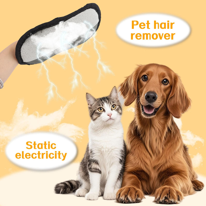 BOXOB 2pcs Five Fingers Pet Hair Removal Gloves, Double Sided Cat & Dog Grooming Cleaner Mitt Tool with Detangling Knife Reusable Electrostatic Pet Hair Remover Shedding for Couch Furniture Carpet - PawsPlanet Australia