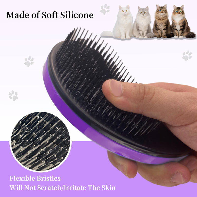 Cat Brush for Shedding - Perfect Grooming Tool for Long-Haired Cats | Deshedding & Hair Remover for Indoor Pets (Purple) Purple