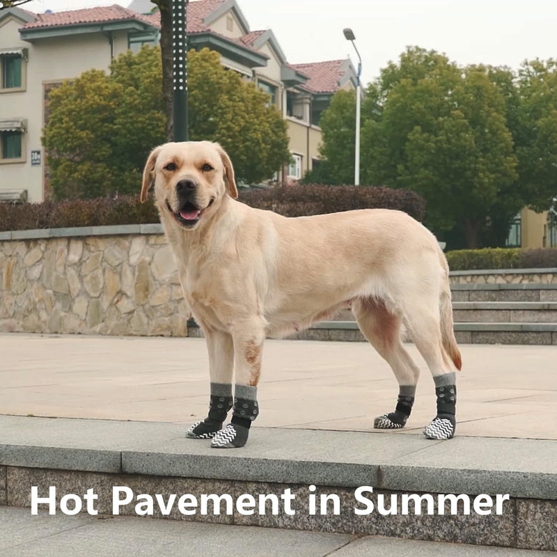 EXPAWLORER 3 Pairs Anti-Slip Dog Socks - Dog Shoes for Hot/Cold Pavement,Soft Paw Protector for Wooden Floor, Prevents Licking, Slipping for Puppy Small Medium Large, Senior Dogs Grey - PawsPlanet Australia