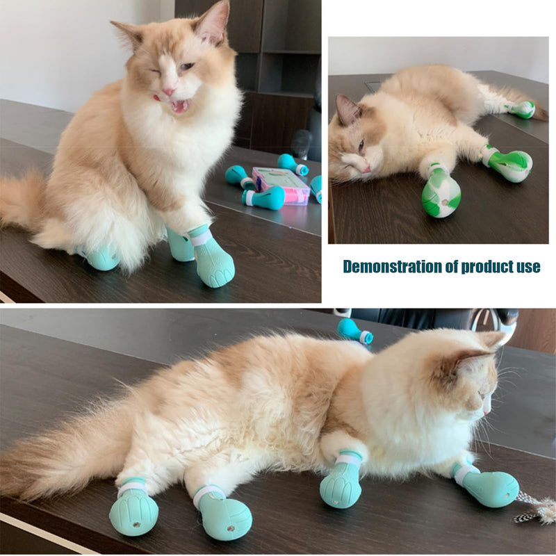 Cat Boots for Cats Only, Adjustable Cat Bathing Gloves,Silicone Cat Claw Covers for Kitten Grooming, Nail Clipping, Nursing Rehabilitation ，Hair Removal(Suitable for Cats 4lbs and Over) C Mixed Colours - C - PawsPlanet Australia