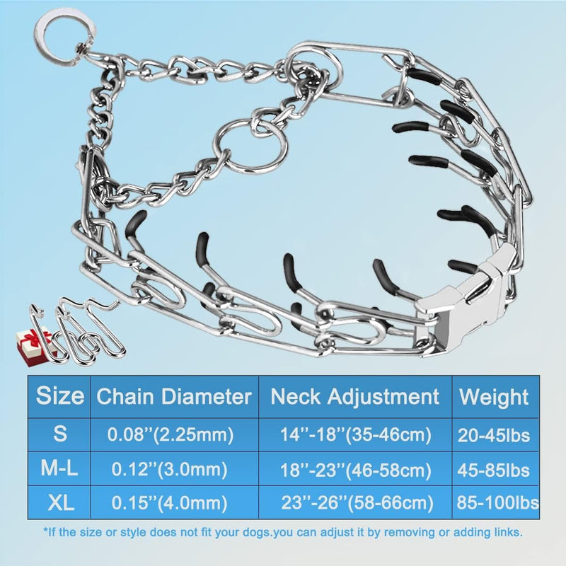 Dog No Pull Collar Adjustable Size with Quick Release Buckle for Small Medium Large Dogs (with Extra Link and Caps) S(14-18" Neck, 2.25mm) - PawsPlanet Australia