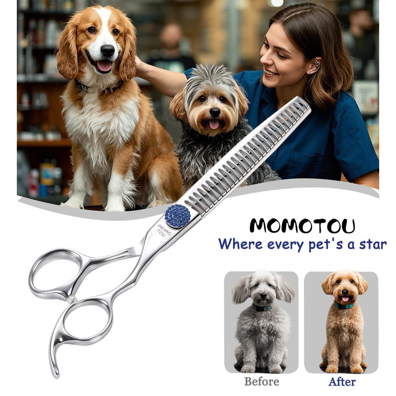 7.5'' Dog Grooming Scissors CNC 440C Blades Sharp and Durable Polished Chunker Dog Shears with Blue Diamond Adustable Screws Easy to Use for Groomer and Home User Chunker Scissors 7.5'' - PawsPlanet Australia