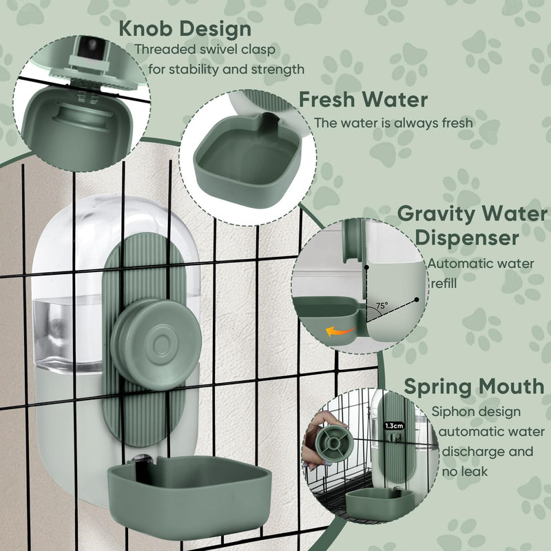 28oz Rabbit Water Bottle,Hanging Automatic Water Dispenser for Cage,Ferret Bunny Guinea Pig Water Bowl,Suitable for Small Animal(Cage Grid Spacing Over 1.2'')(Green) Green - PawsPlanet Australia