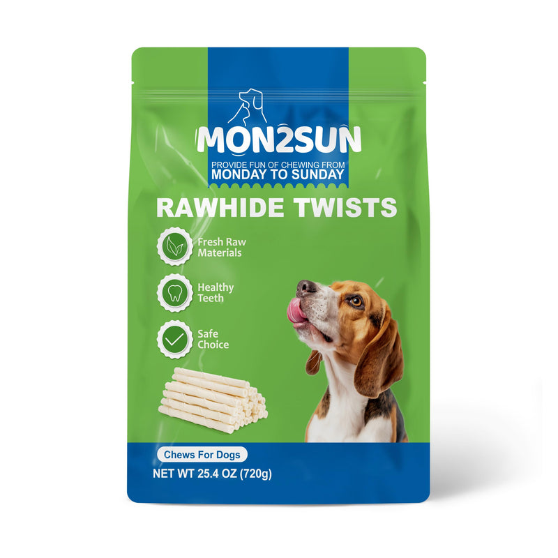 MON2SUN Dog Rawhide Twist Sticks Natural 5 Inch Thin Sticks Rawhide Chews Treats for Puppy and Small Dogs 120 Count 120 Count (Pack of 1) - PawsPlanet Australia