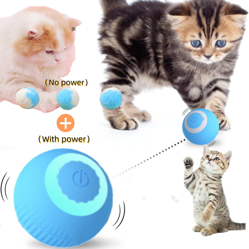 Interactive cat Toy Cute Puff Balls Fun Kitty Fuzzy Balls Small Cat Power Ball 2.0 cat Toys for Indoor Cats Interactive Soft Quiet Cat Toy Balls 4pcs (Blue) - PawsPlanet Australia
