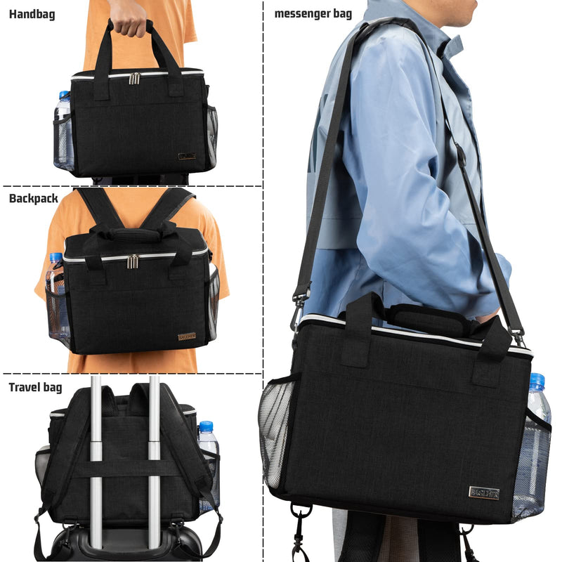 BAGLHER Dog Travel Bag Backpack Pet Supplies Backpack Pet Accessories Storage Bag 5-Piece Set with Shoulder Strap 2 Lined Pet Food Containers 4 Foldable Feeding Bowls Essential Kit for Pet Travel Black Medium - PawsPlanet Australia
