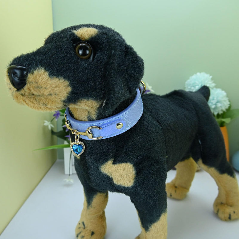 Fashion Cute Dog Collar with a Alloy Heart Shaped Pendant for Small Dogs Cats - Blue - M - PawsPlanet Australia