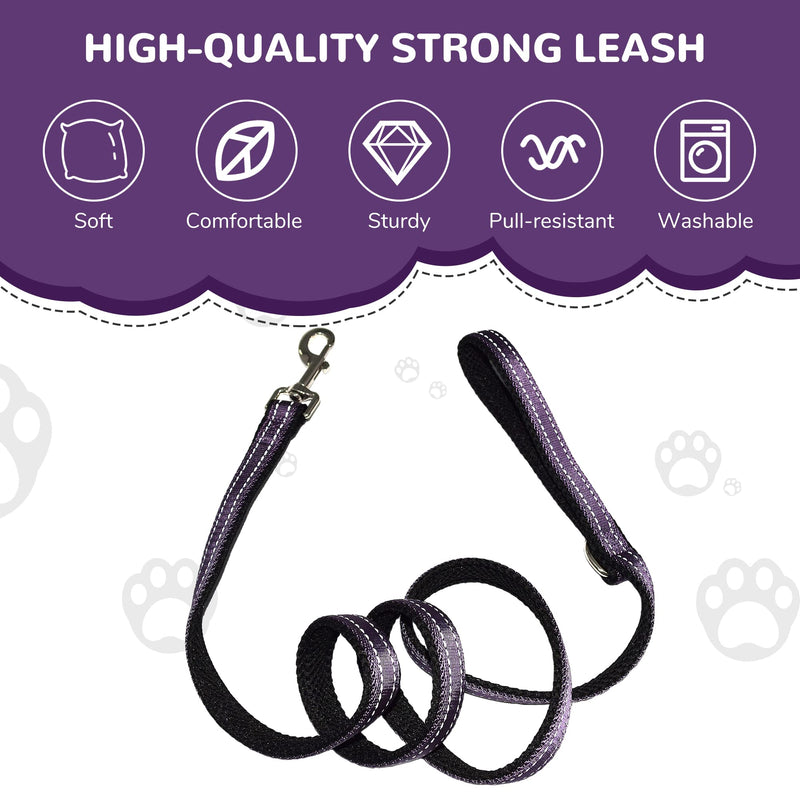 Reflective Dog Harness Collar Leash Set, Step-in Dog Harness for Large Dogs No Pull, Easy to Put in&Take Off, Adjustable Dog Harness Collar Leash Set for Large Dogs, Purple 3 Combos-Purple L:24" to 36"-in chest - PawsPlanet Australia