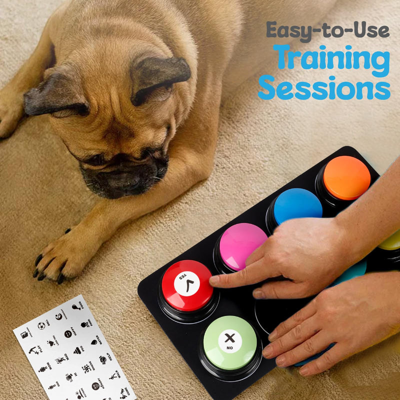 Dog Buttons for Communication, 4 Dog Talking Button Set Playback Your Message, 30s Recordable Button, Talking Buttons for Dog with Waterproof Anti-Slip Dog Button Mat & 24 Scene Stickers (4 PCs) 4 PACK - PawsPlanet Australia