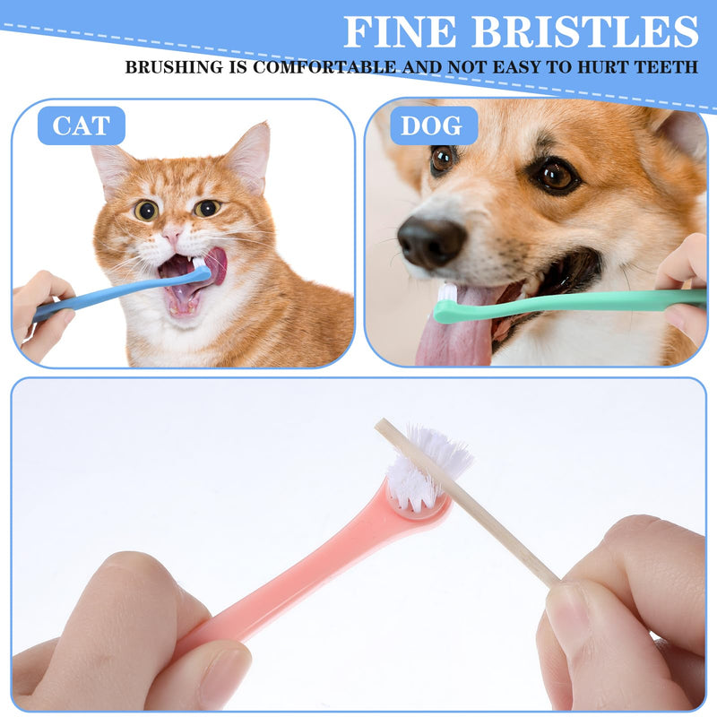 LLOUSSAK Pack of 4 Dog Toothbrush, Cat Toothbrush, Small Round Head | Toothbrush Dog Small, Small Pet Toothbrush Kitten Tooth Brush for Kittens Puppy Teeth Cleaning Oral Care B
