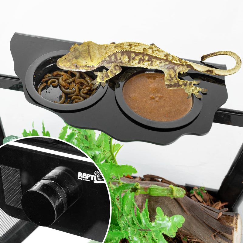 REPTI ZOO Magnetic Gecko Feeding Ledge, Acrylic Aboreal Feeding Ledge with 6PCS Cups, Strong Magnetic Reptile Ledge Gecko Food Ledge - PawsPlanet Australia