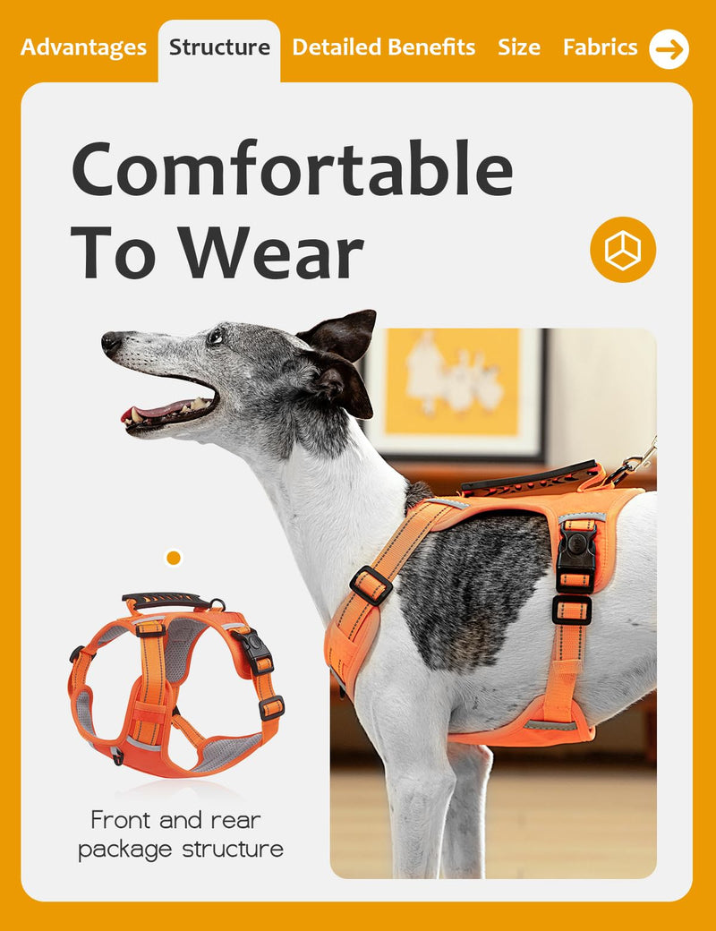 Dog Harness Adjustable Breathable Dog Harness with No Pull PVC Handle, Reflective Dog Vest Harnesses for Small Medium Large Dogs, Easy to Walking, Training, Camping, Control Escape 524-Black - PawsPlanet Australia