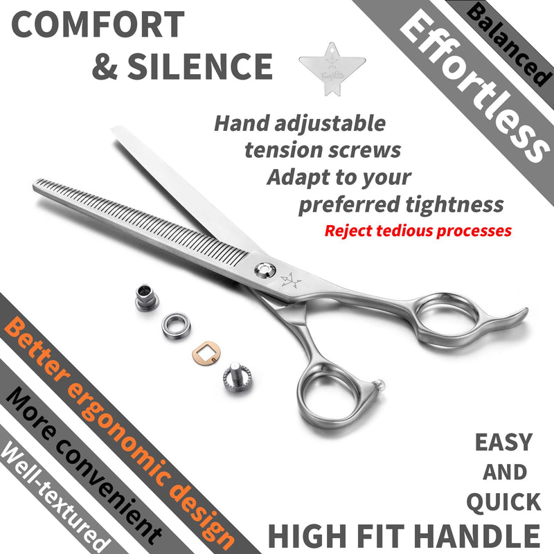 High-end Professional Dog Grooming Thinning Scissors Teeth Cutting Blending Shears Pet Texturizing Shears 7.5 Inch Extremely Very Sharp Stainless Steel Alloy For Cat Other Animals Groomer 7.5inch Tiny Teeth Thinning - PawsPlanet Australia