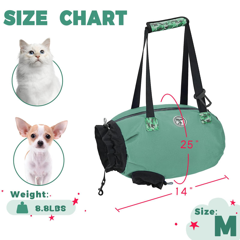 Supet Cat Carrier Soft, Large Cat Carrier Pouch for Vet Visits, Breathable Cat Sling Carrier for Cutting Nails, Grooming, Travel, Medication, Pet Carrier for Cats, Cat Restraint Bag (Green,M) M: 8.8Lbs Green