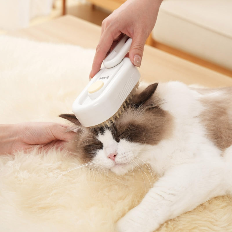 Soft 3-in-1 Silisone Spray Brush, Upgraded for Shedding, Cleaning and Spa Massage, Hair Removal, Best Water Steam Brush for indoor Long or Short Haired Cat and Dog (Purple, Handle) Purple, handle - PawsPlanet Australia