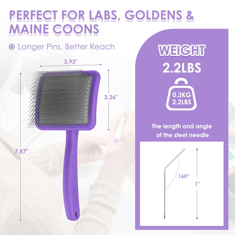 Large Slicker Brush for Dogs - 3PC Pet Grooming Kit - Undercoat Rake & Stainless Comb | Long Pins Remove Mats on Poodles, Golden, Labradoodles | Thick Coat Deshedder for Dogs, Cats, Purple - PawsPlanet Australia