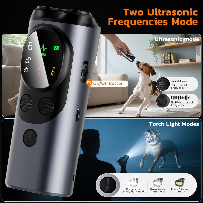 Dog Bark Deterrent Devices Anti Barking Device for Dogs Outdoor & Indoor, 2 Modes Ultrasonic Dog Barking Deterrent Devices Rechargeable, Bark Silencer, Stop Barking Dog Devices, Dog and Human Friendly