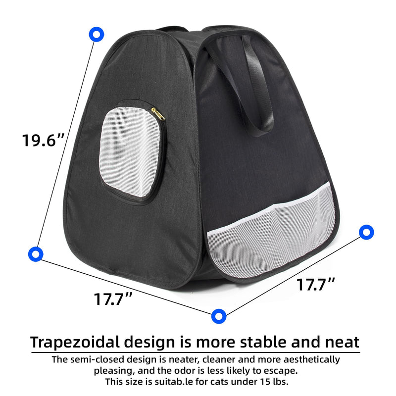 Large Portable Upgrade Travel Cat Litter Box,Leak-Proof, Lightweight, Foldable Cat Playpen (Black, 17.7" Lx17.7 Wx19.6 H - PawsPlanet Australia