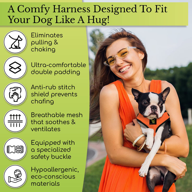 EcoBark Dog Harness - Eco-Friendly Max Comfort Harnesses - Luxurious Soft Mesh Halter - Over The Head Harness Vest- No Pull and No Choke for Puppy, Toy Breeds & Small Dogs (Small, Green) 2. Small-6 to 9 lbs - Neck Up to 9.8 in - PawsPlanet Australia
