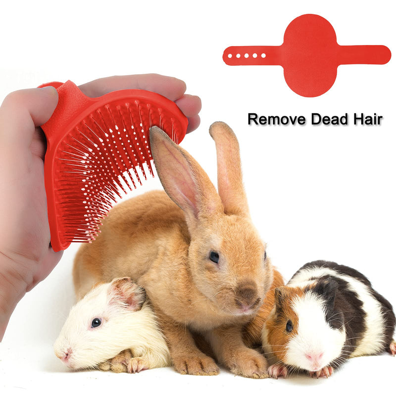 Patelai 4 Pieces Bunny Grooming Kit: Rabbit Nail Clipper, Rabbit Brush, Hair Remover, Shampoo Brush with Adjustable Ring Handle for Rabbits, Hamsters(Pink, Red) Pink, Red - PawsPlanet Australia