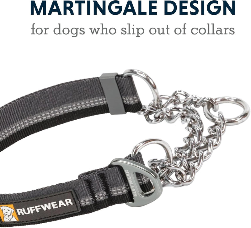 Ruffwear, Chain Reaction Dog Collar, Adjustable Reflective Martingale Escape-Proof Collar with Stainless Steel Chain, Professional Training Control, Basalt Gray, 20"-26" 20"-26" - PawsPlanet Australia