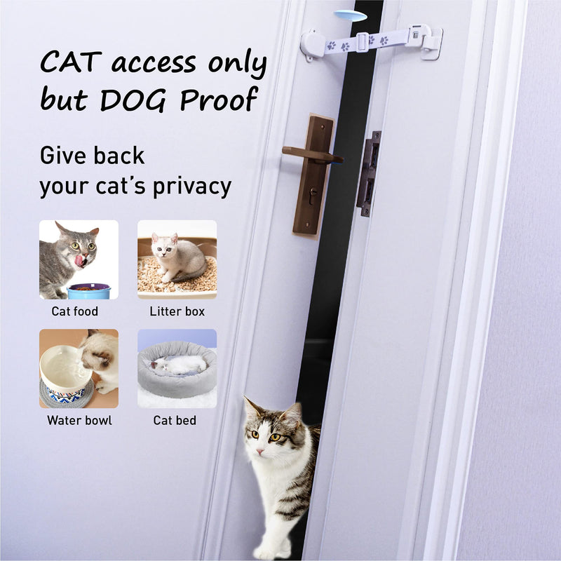 Adjustable Door Strap and Latch, Textile Cat Door Latch to Keep Dog Out of Litter Box, Economical Alternative of Pet Gates and Interior Cat Door, Magnetic with Stopper 2 Packs - PawsPlanet Australia