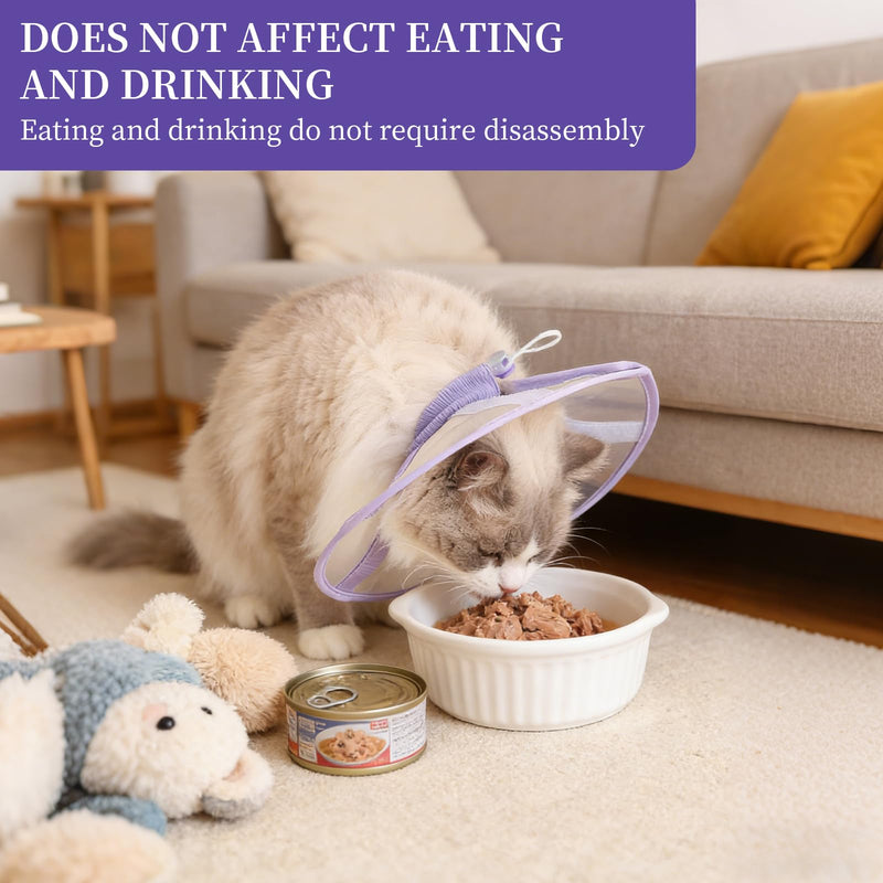 Conical Collars for Cats, Purple Breathable Air Fabric, Post-Operative Protective Collar to Prevent Licking, Adjustable Size, Suitable for Kittens and Cats