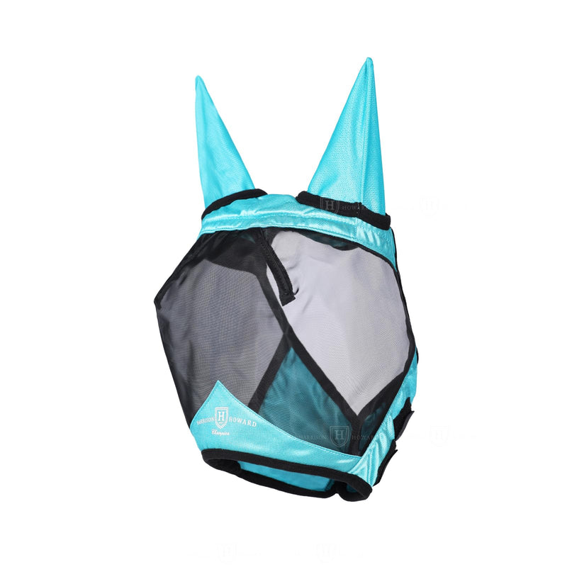 Harrison Howard Pro Luminous Horse Half Face Fly Mask Large Eye Space with Ears UV Protection for Horse Teal M Medium - PawsPlanet Australia