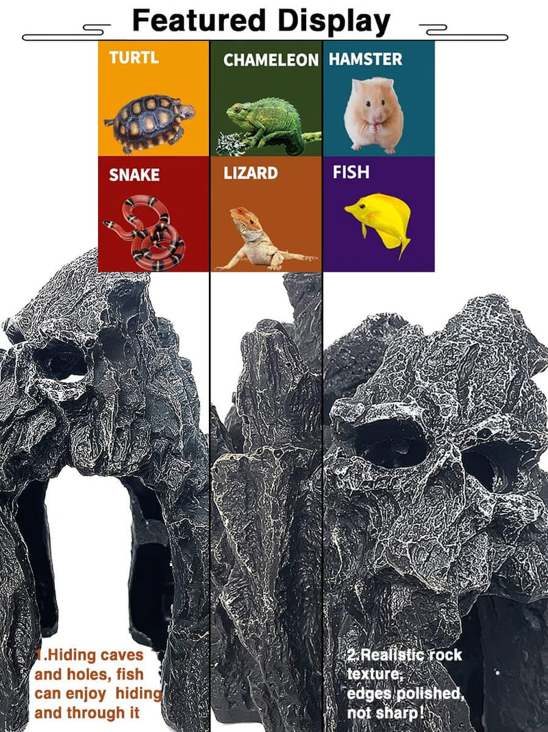 Aquarium Mountain View Stone Ornament - Aquarium Skull Rock Decor Cave for Fish Tank,Aquarium Decorations Small,Small Aquarium Decoration for Fish Tank - 5.7 Inches High - PawsPlanet Australia