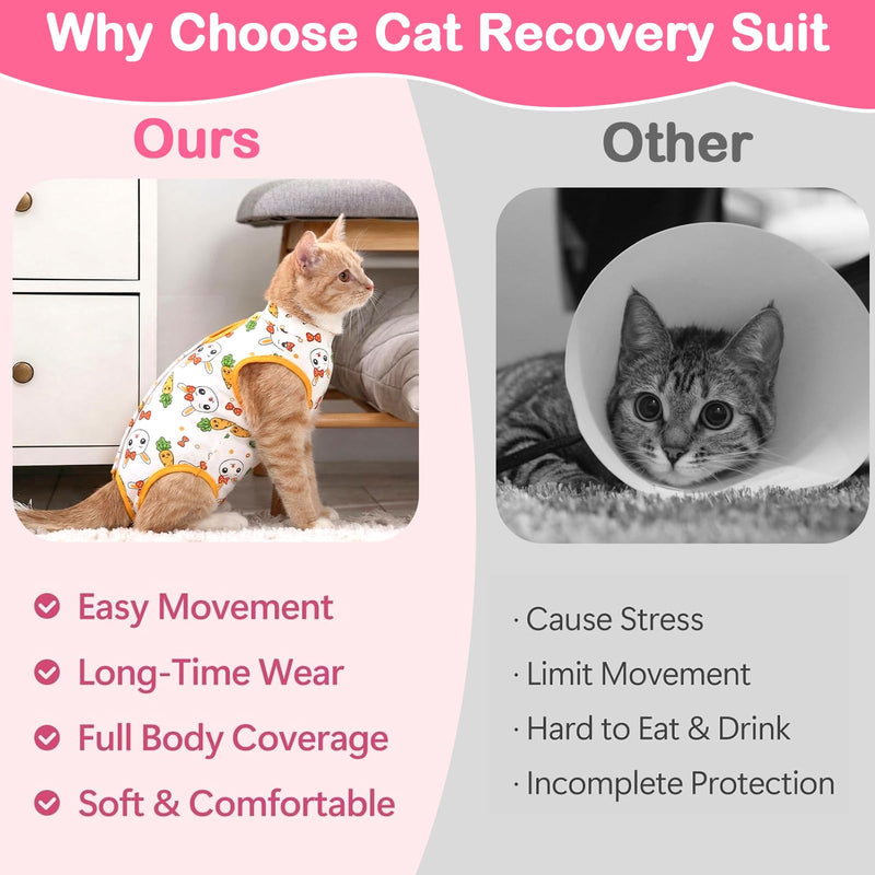 Coppthinktu Cat Recovery Suit Female, Cat Onesie for Cats After Surgery, Breathable Cat Surgery Spay Recovery Suit for Abdominal Wounds Skin Issues, Soft Kitten Surgical Body Suit for Anti Licking Dinosaur Medium