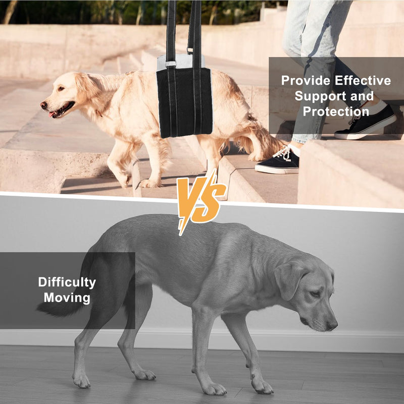FEimaX Portable Dog Sling for Back Legs Adjustable Harness for Dogs Hind Leg Support Soft Lift Support and Rehab Harness for Weak Rear Legs Help Injured Disabled and After Surgery Dogs Small to Large Black M - PawsPlanet Australia