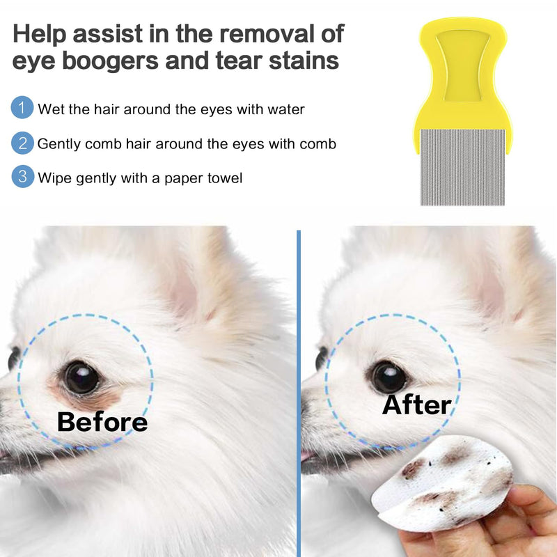 4Pack Pet Grooming Brush Kit, Aoche Dog Bath Brush Flea Comb for Dogs Pet Shampoo Brush Soothing Massage Rubber Comb Flea Lice Comb Cat Tear Stain Comb Dog Brush for Shedding Pink+Yellow - PawsPlanet Australia