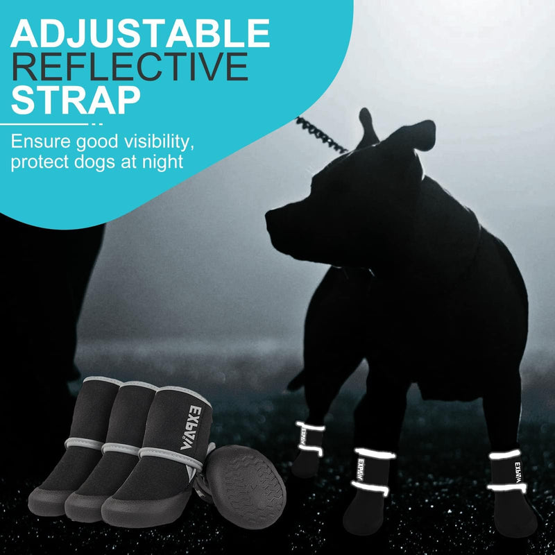 EXPAWLORER Waterproof Dog Shoes for Small Medium Large Dogs, Dog Shoes for Hot Pavement, Hiking Walking, Reflective Dog Booties for Outdoor Snow Rain Days, Anti-Slip Dog Boots & Paw Protectors Black M - PawsPlanet Australia